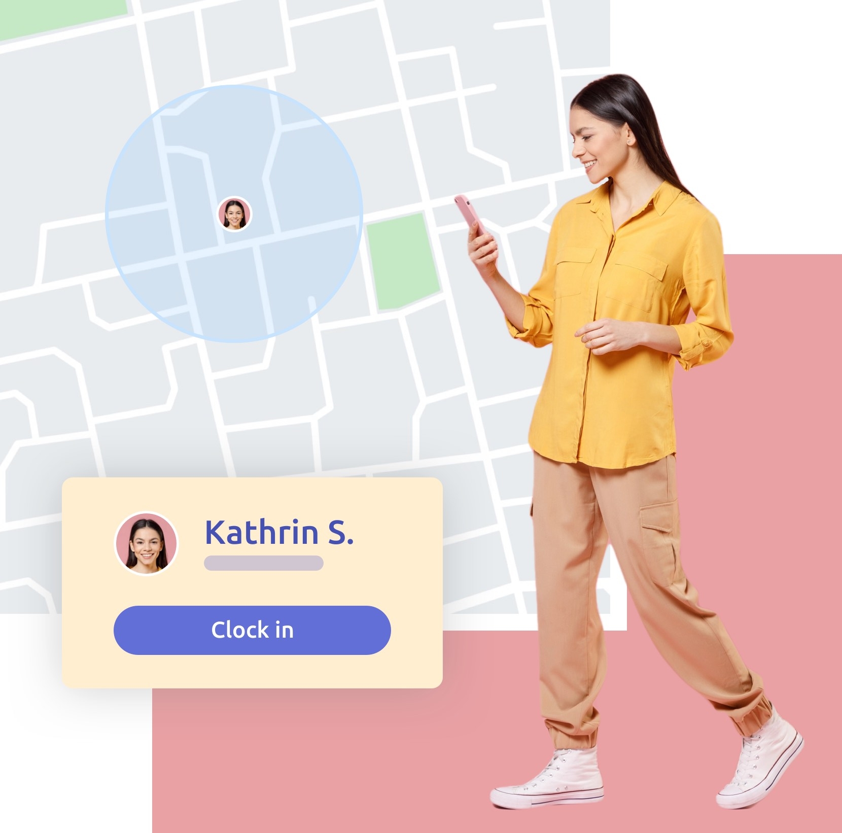Set up a radius around a certain address and allow employees only to clock in and out of their shifts if they are located within the given radius.