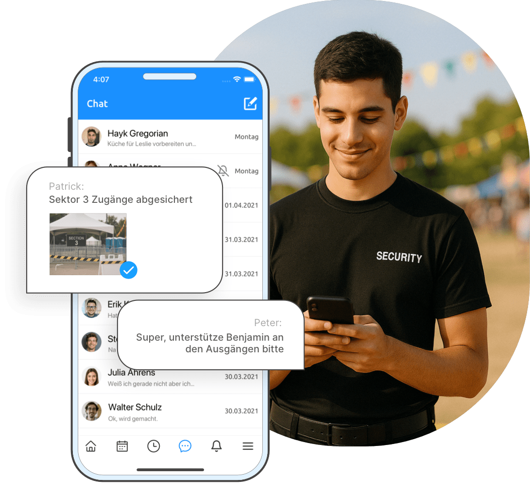 Chattool und Kommunikation im Sicherheitsdienst