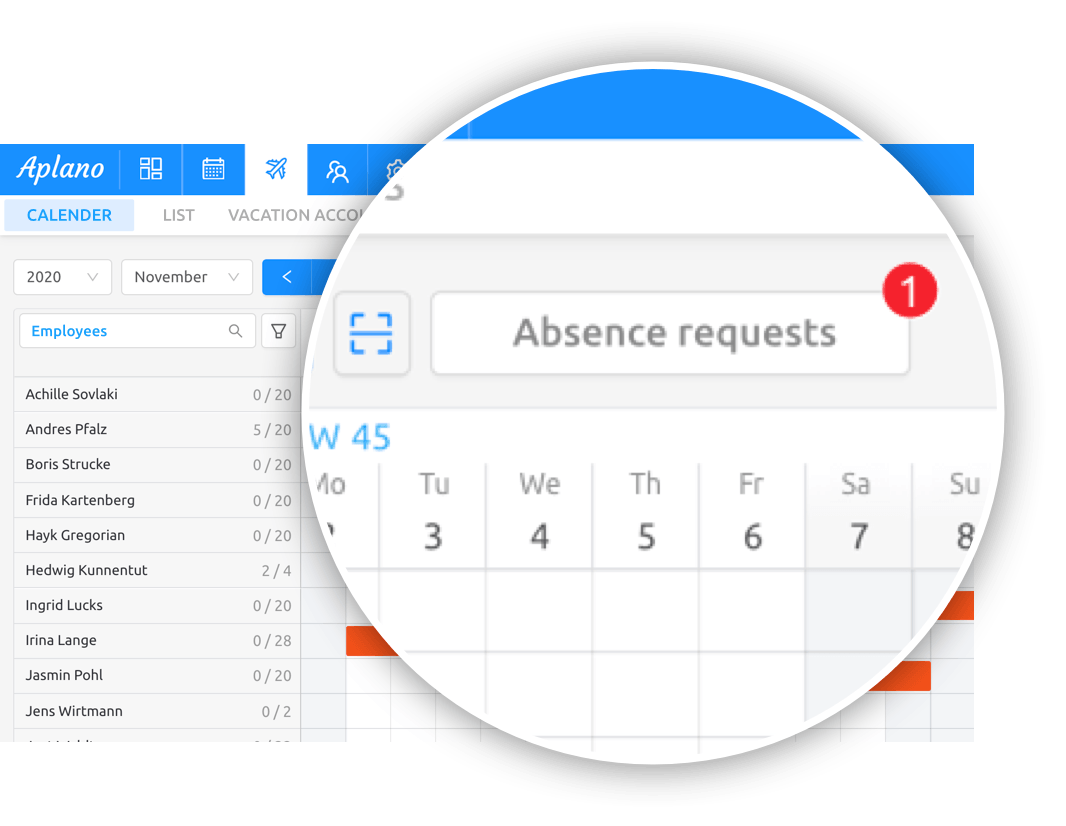 Absence requests vacation planning