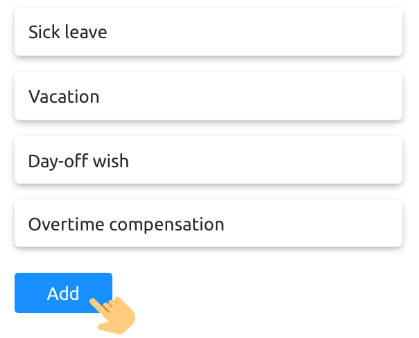 Absence types shift planning