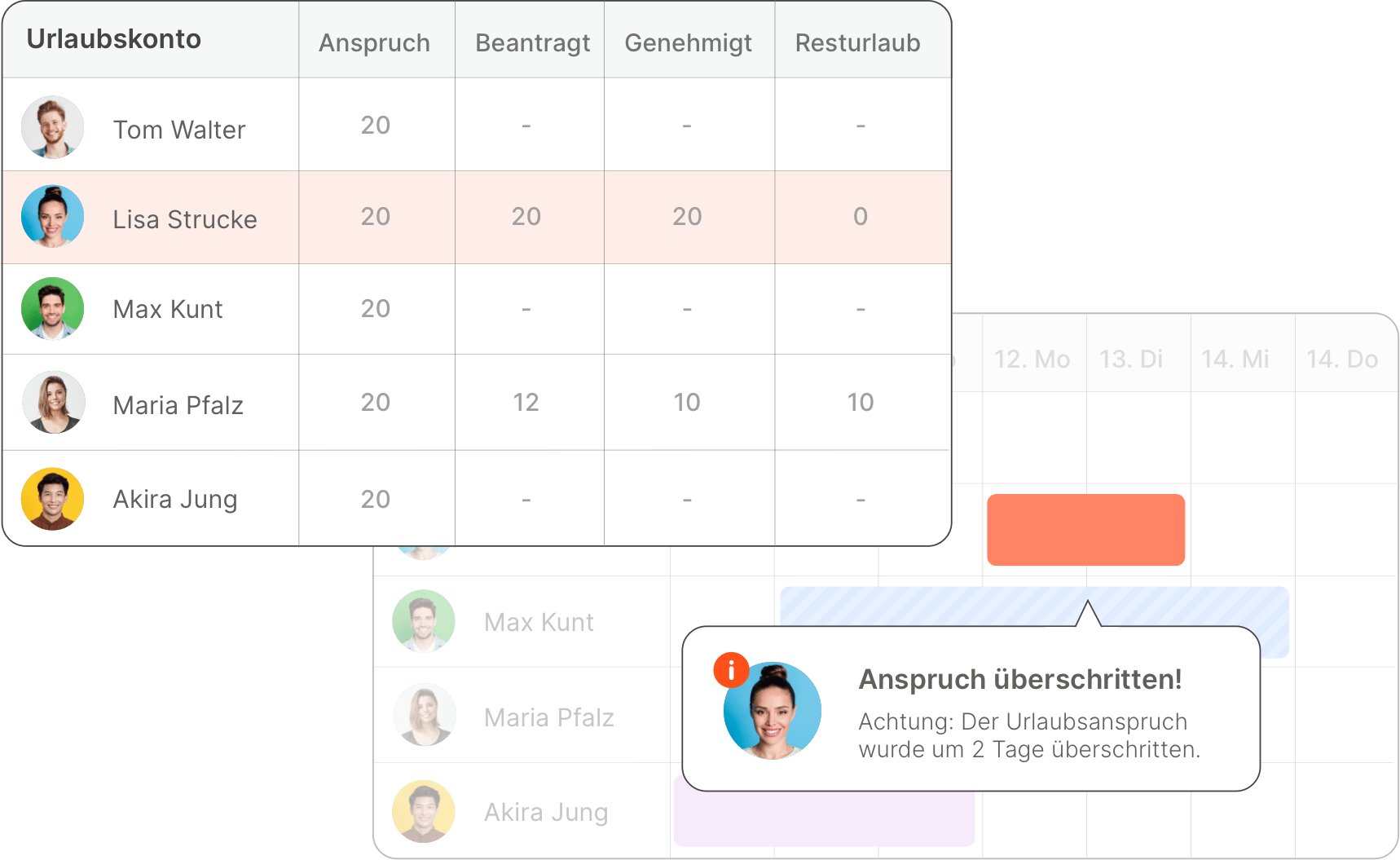 Vacation manager via app