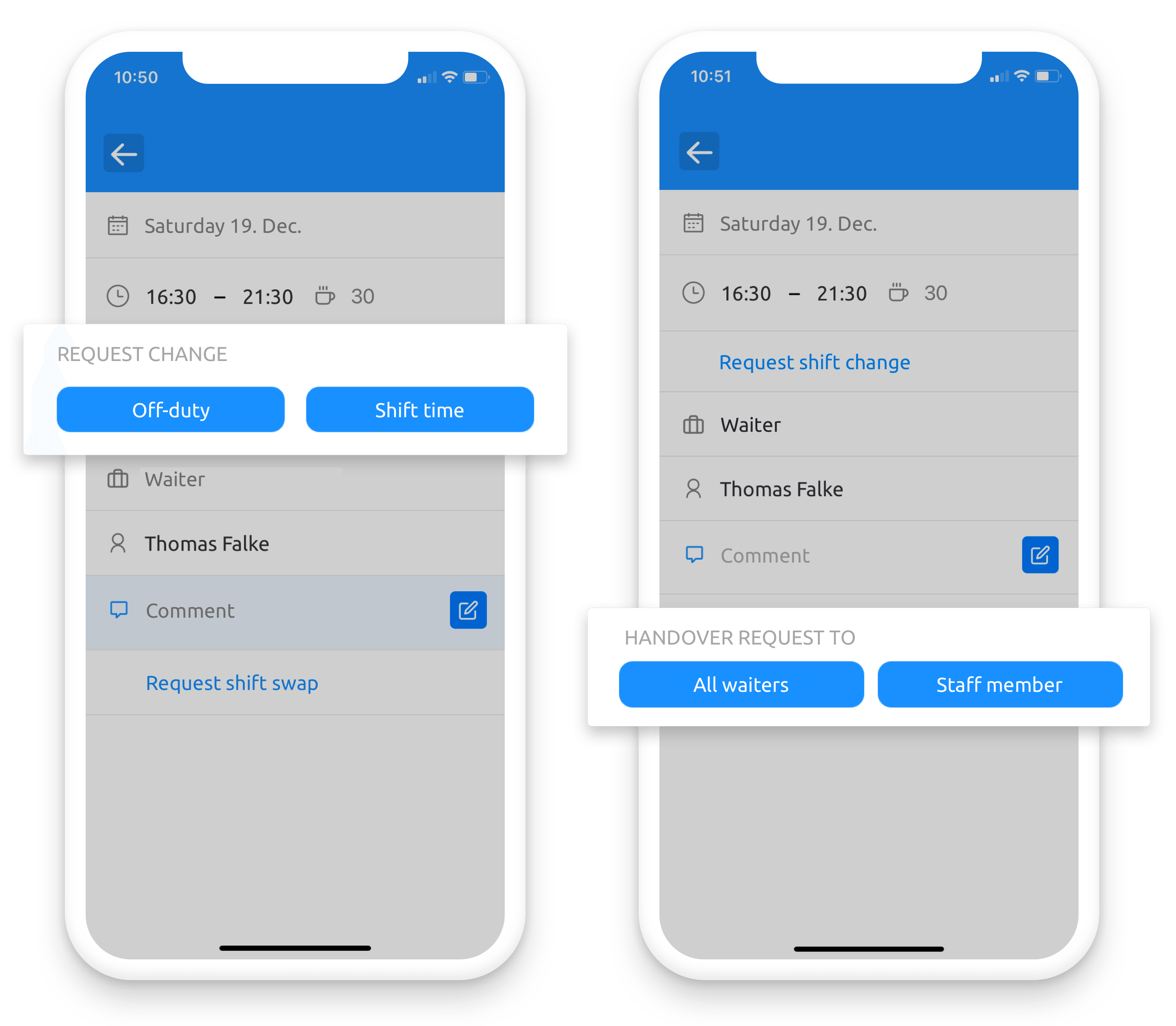 Shift swap and shift changes mobile