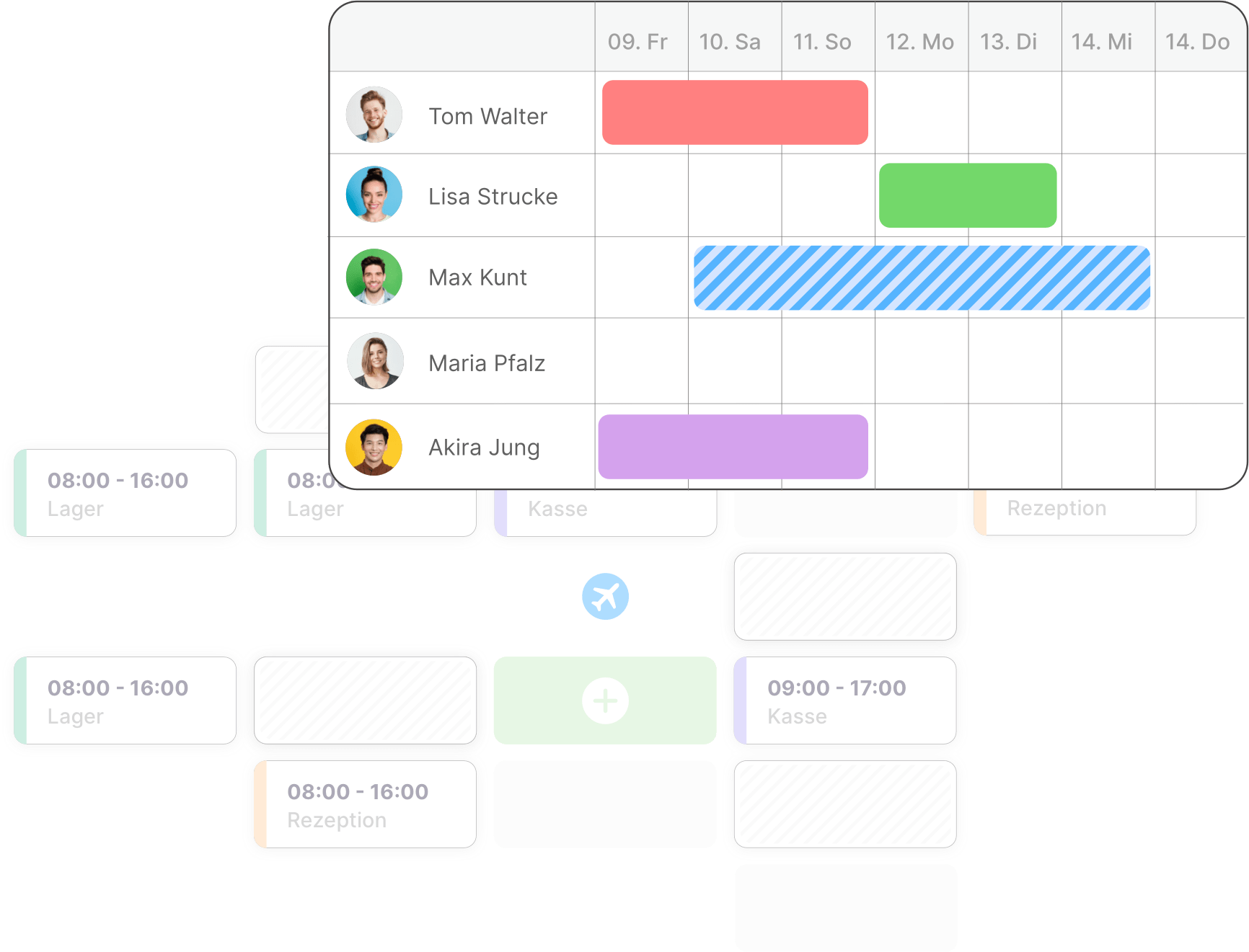 Calendar view vacation manager shift planning