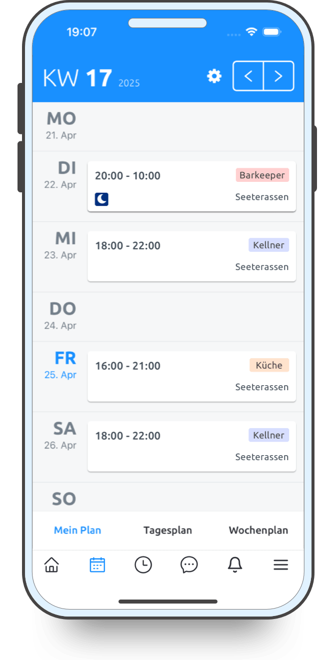 Zeitguru Funktionen Schichtplaner Mobile Showcase